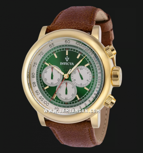 Chronograph dengan tali kulit vintage